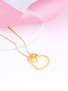 GIVA 925 Sterling Silver Gold-Plated Heart Shaped Pendant With Chain