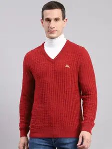Monte Carlo Cable Knit V-Neck Long Sleeves Woollen Pullover Sweater