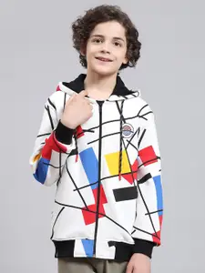 Monte Carlo Boys Abstract Printed Hooded Front-Open Sweatshirt