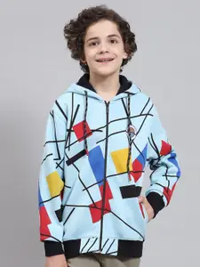 Monte Carlo Boys Abstract Printed Hooded Front-Open Sweatshirt