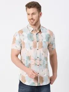 VALEN CLUB Modern Slim Fit Floral Opaque Printed Casual Shirt