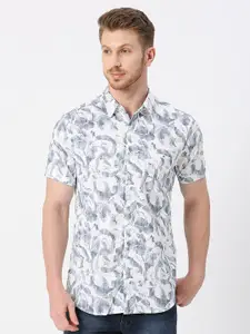 VALEN CLUB Abstract Printed Twill Modern Slim Fit Opaque Casual Shirt