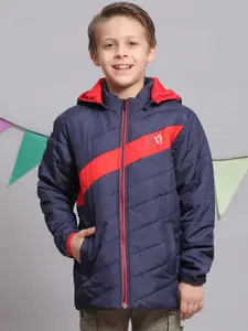 Monte Carlo Boys Colourblocked Hooded Neck Lightweight Zip Detail Padded Jacket