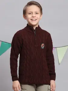 Monte Carlo Boys Cable Knit Mock Collar Acrylic Pullover