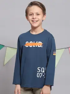 Monte Carlo Boys Typography Printed Long Sleeves Pure Cotton T-Shirt