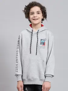 Monte Carlo Boys Typography Printed Hooded Pullover Sweatshirt