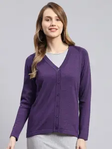 Monte Carlo V-Neck Long Sleeves Pure Wool Cardigan Sweater