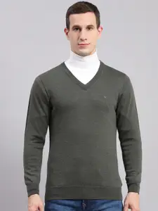 Monte Carlo Ribbed V-Neck Pure Woollen Pullover