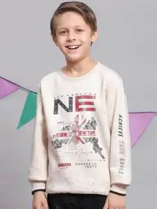 Monte Carlo Boys Graphic Printed Round Neck Cotton Pullover Sweatshirt