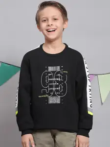 Monte Carlo Boys Typography Printed Round Neck Cotton Pullover Sweatshirt