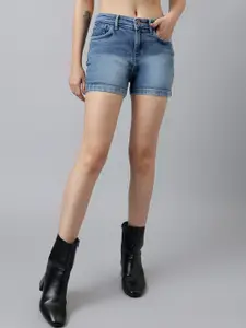 Xpose Women Washed High-Rise Denim Shorts