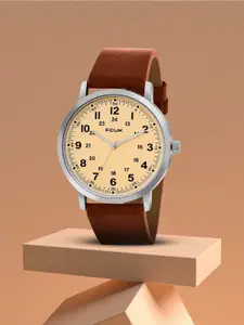 FCUK Men Printed Dial & Leather Straps Analogue Watch FK00018A