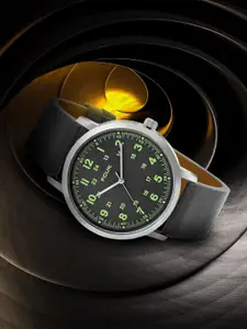 FCUK Men Printed Dial & Leather Straps Analogue Watch FK00018C