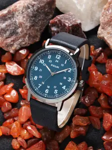 FCUK Men Printed Dial & Leather Straps Analogue Watch FK00018E