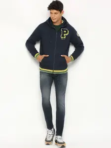 Pepe Jeans Typography Printed Hooded Front-Open Sweatshirt