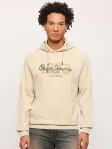 Pepe Jeans Typography Printed Hooded Pure Cotton Pullover Sweatshirt
