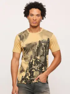 Pepe Jeans Graphic Printed Round Neck Raw Edge Slim Fit T-shirt