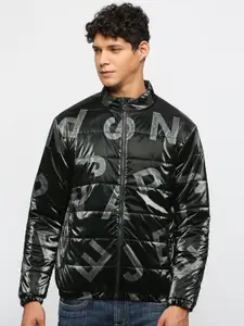 Pepe Jeans Printed Mock Collar Padded Jacket
