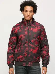 Pepe Jeans Abstract Printed Stand Collar Padded Jacket