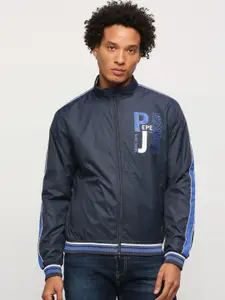 Pepe Jeans Typography Printed Stand Collar Bomber Jacket