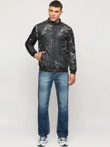 Pepe Jeans Abstract Printed Mock Collar Bomber Jacket