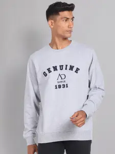 AD By Arvind Typography Printed Cotton Pullover Sweatshirt