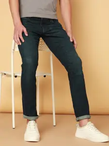 Wrangler Men Skanders Slim Fit Low-Rise Low Distress Light Fade Stretchable Cotton Jeans