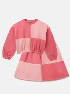 United Colors of Benetton Girls Colourblocked Sweatshirt and Skirt