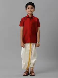 Ramraj Boys Spread Collar Shirt With Dhoti Pants