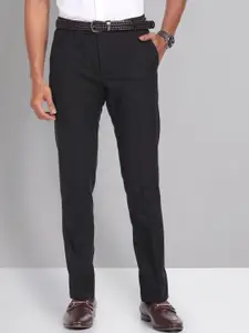 AD By Arvind Men Black Slim Fit Smart Mid-Rise Formal Trousers