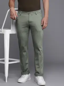 Allen Solly Men Textured Slim Fit Mid-Rise Chinos Trousers