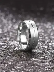 WROGN Men Rhodium-Plated Stainless Steel Finger Ring