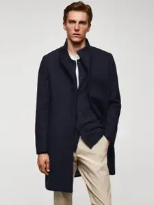 MANGO MAN Stand Collar Woolen Longline Overcoat