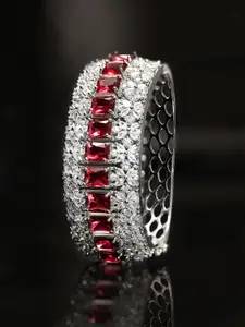 Rubans Rhodium-Plated Cubic Zirconia Bangle-Style Bracelet