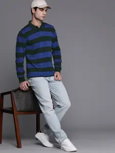 Allen Solly Striped Polo Collar Pure Cotton T-shirt