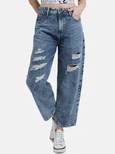 Bene Kleed Women Relaxed Fit High-Rise Pure Cotton Distressed Jeans