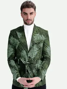 FRENCH CROWN Tropical Printed Cotton Single-Breasted Blazer