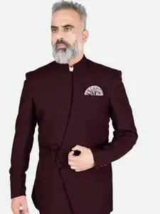 FRENCH CROWN Manadrin Collar Textured Bandhgala Blazer