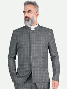 FRENCH CROWN Checked Bandhgala Blazer