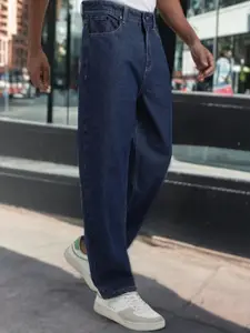 Bene Kleed Men Baggy Fit Mid-Rise Dark Shade Pure Cotton Clean Look Jeans