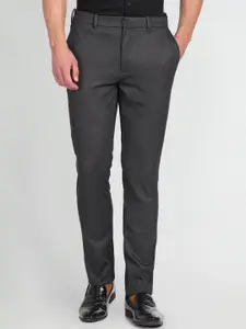 Arrow New York Men Plain Flat-Front Slim Fit Mid Rise Dobby Formal Trousers