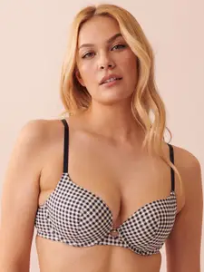 La Vie en Rose Checked Medium Coverage Heavily Padded Push-Up Bra with All Day Comfort