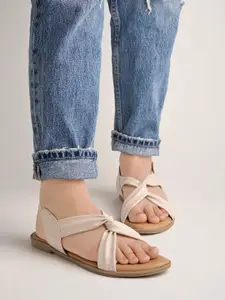 Shoetopia Girls Twisted Strap Open Toe Flats