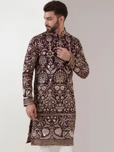 KASBAH CLOTHING NISHCHAIY SAJDEH Ethnic Motifs Embroidered Sequins Straight Kurta