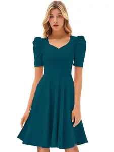 BAESD Puff Sleeve Fit & Flare Dress