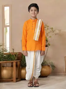 Ramraj Boys Mandarin Collar Kurta With Panchakacham & With Angavastram