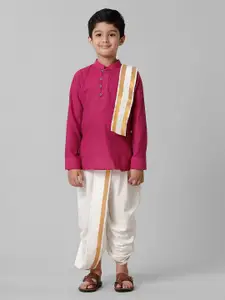 Ramraj Boys Mandarin Collar Kurta With Panchakacham  & Angavastram