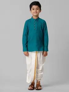 Ramraj Boys Mandarin Collar Kurta With Panchakacham & With Angavastram