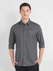 U.S. Polo Assn. Denim Co. Micro Ditsy Self Design Pure Cotton Casual Shirt