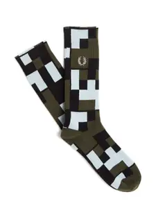 Fred Perry Men Checked Calf Length Socks